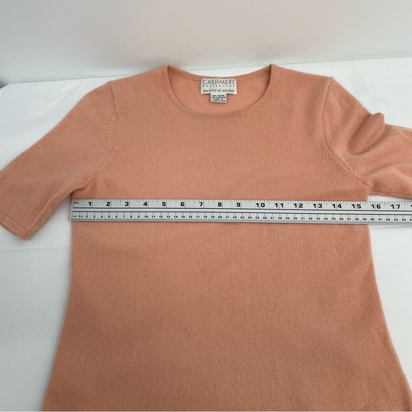 Cashmere Collection Saks Fifth Avenue Short Sleeve Top Size S Dusty Coral - Picture 6 of 7